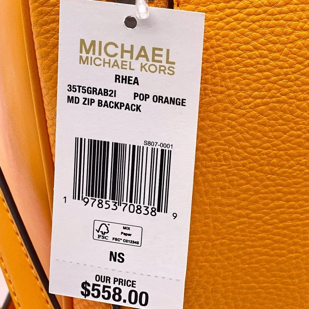 Michael Kors Vibrant Orange Backpack with Fun Patches